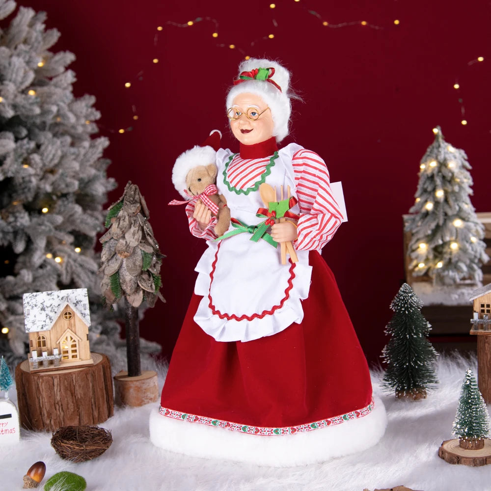 Santa Claus Granny Doll 50cm Standing Santa Claus Ornament Christmas Scene Doll Decoration 2024 Christmas Gift For Children
