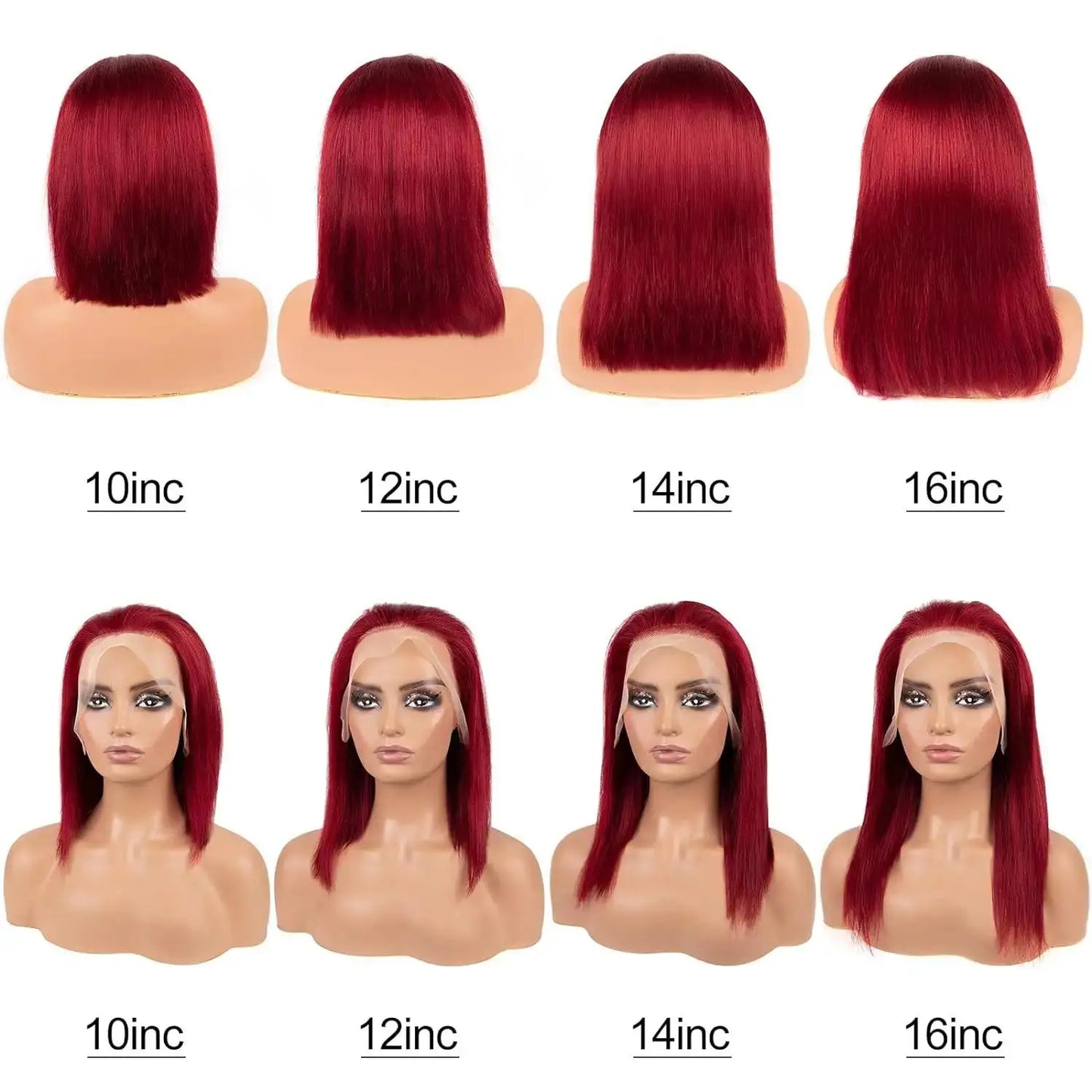 Brazilian Bone Straight Human Hair Wigs For Women 1B/99J Highlight Wig Human Hair bob Wig Straight13x4 Lace Frontal Short BobWig