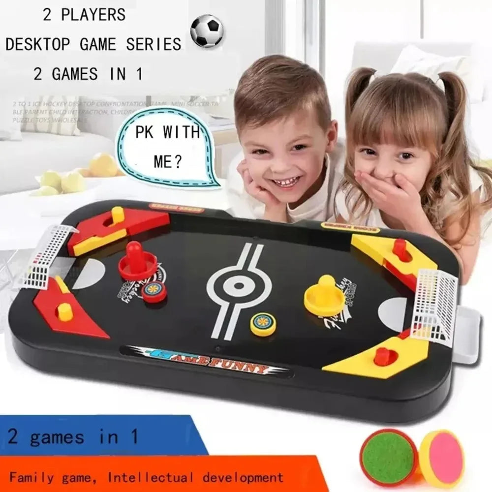 Kids Table Hockey Game 2 In 1 Soccer & Ice Mini Desktop Interactive Toy Anti-stress Party Board Games Toys For Children Adu R6p8