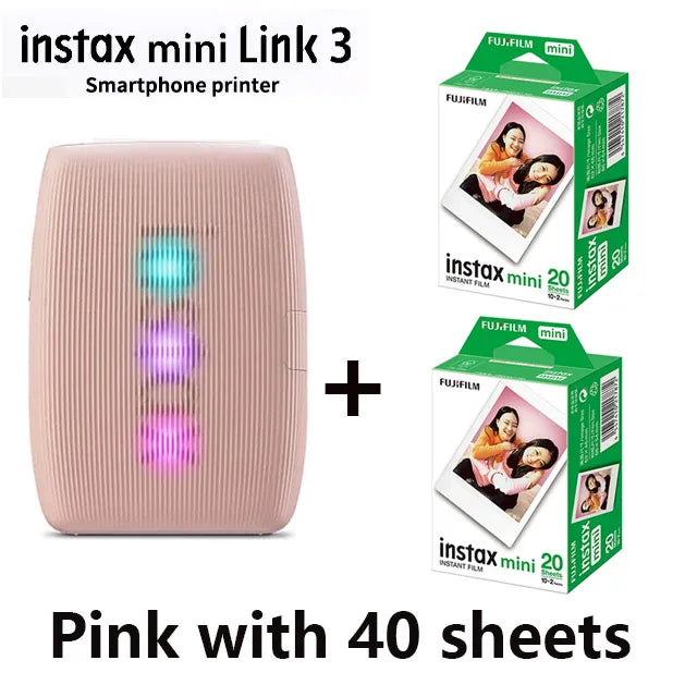 Original Fujifilm Instax Mini Link 2/Link 3 Printer Instax Photo Camera Printers ( 20 / 40 Sheet Instax Mini White Film )