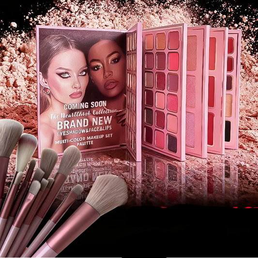 78-Color Multifunctional Makeup Palette and Brush Set, Matte, Pearlescent, Glitter, Highlighter, Contouring, Blush, Eyeshadow, Lip Gloss Combination Palette, Cosmetics, Makeup Tools, Makeup Book, Cosmetics Set, Daily Use, Chr