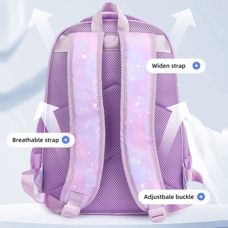 Girls Schoolbag Set Creative Cartoon Butterfly Backpacks Multifunctional Student Shoulder Bag Multi-Pocket Lightweight Backpack