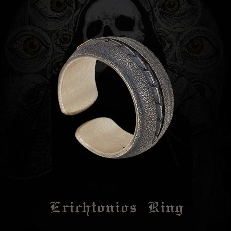 Retro Erichtonios Dragon Spine Ring For Men Silver Color Punk Gothic Adjustable Ring Handmade Unisex Jewelry Accessories Gift