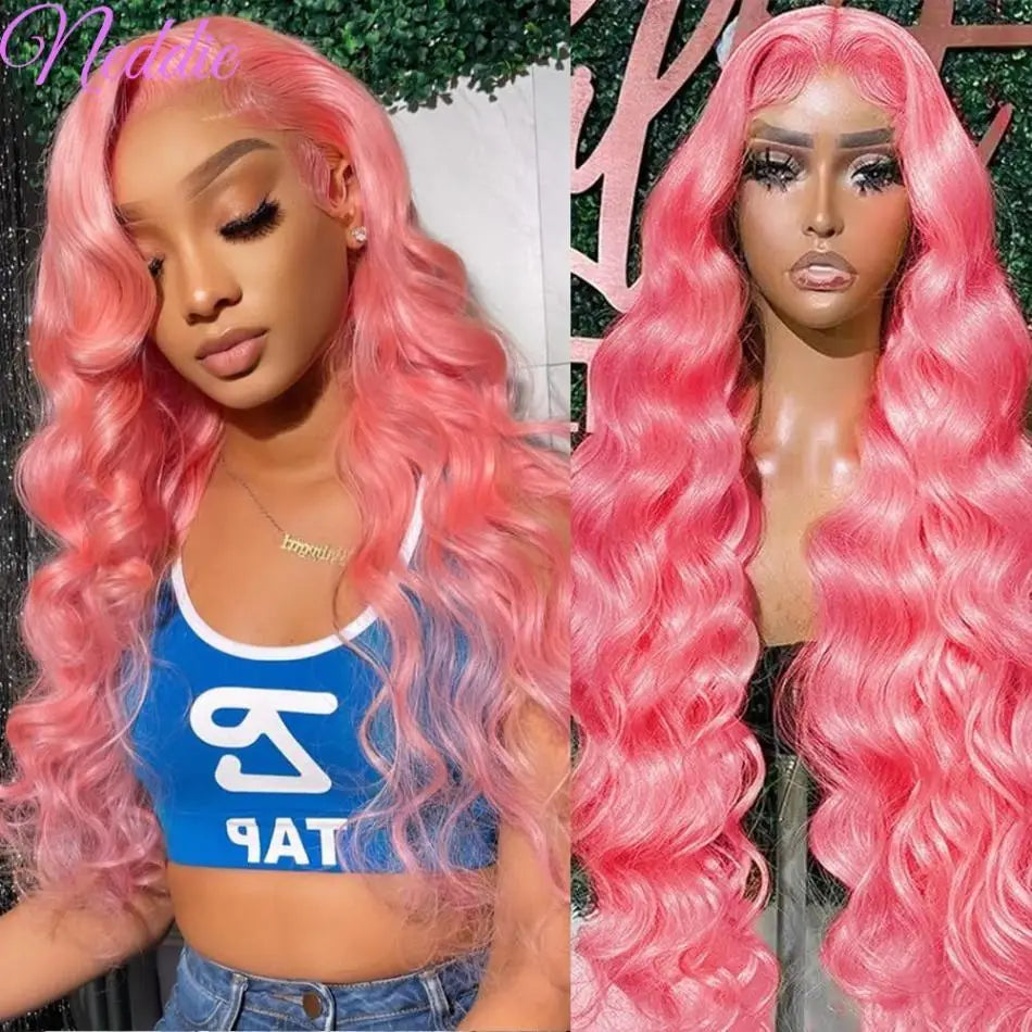 Pink Body Wave Wigs Colored HD Lace Frontal Wig 13x6 13x4 Brazilian Transparent 30 38 Inch Human Hair For Women Lace Front Wigs