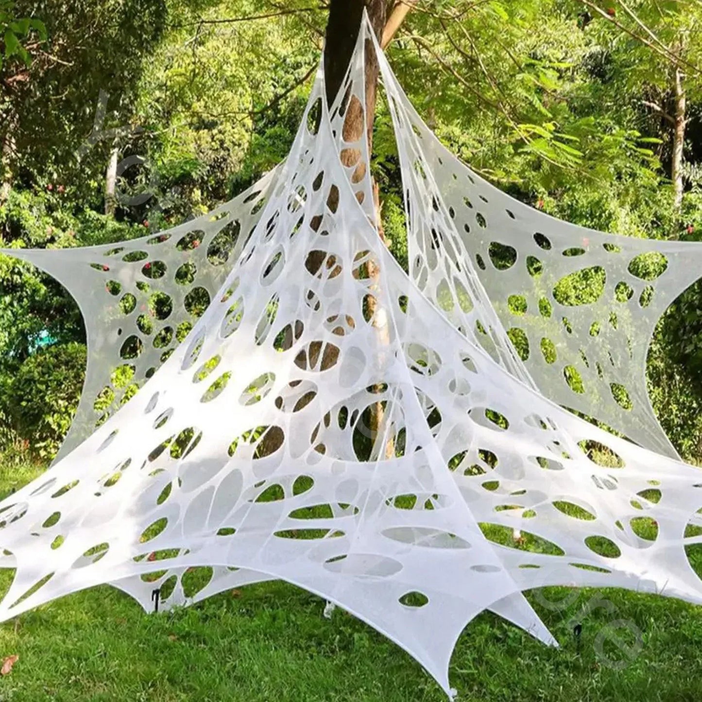 Glow Dark Spider Web Garden Spider Web Glowing Halloween Spider Web Set Diy Fabric for Outdoor Haunted House Decoration Reusable