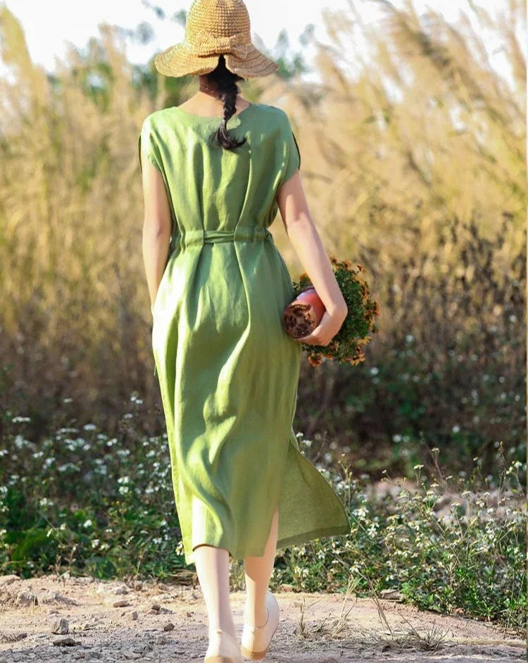 Midi Bandage Green Short Sleeve Female Dress Chic and Elegant Pretty on Promotion Sale Clearance Luxury A Line Women's Dresses