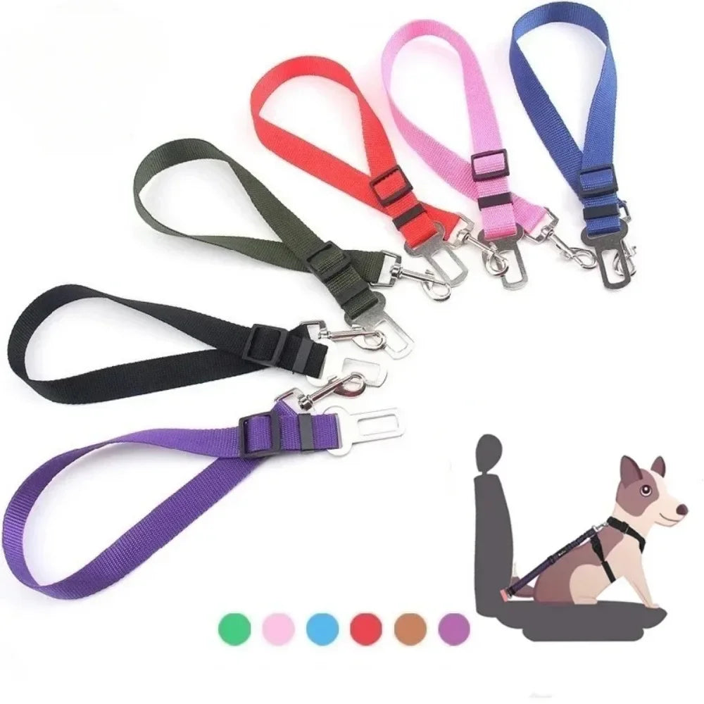 Dog Harness Lead Clip Safety Lever Traction Dog Collars Dogs Accessoires Adjustable Pet Cat Dog Car Seat Belt Pet Seat Vehicle