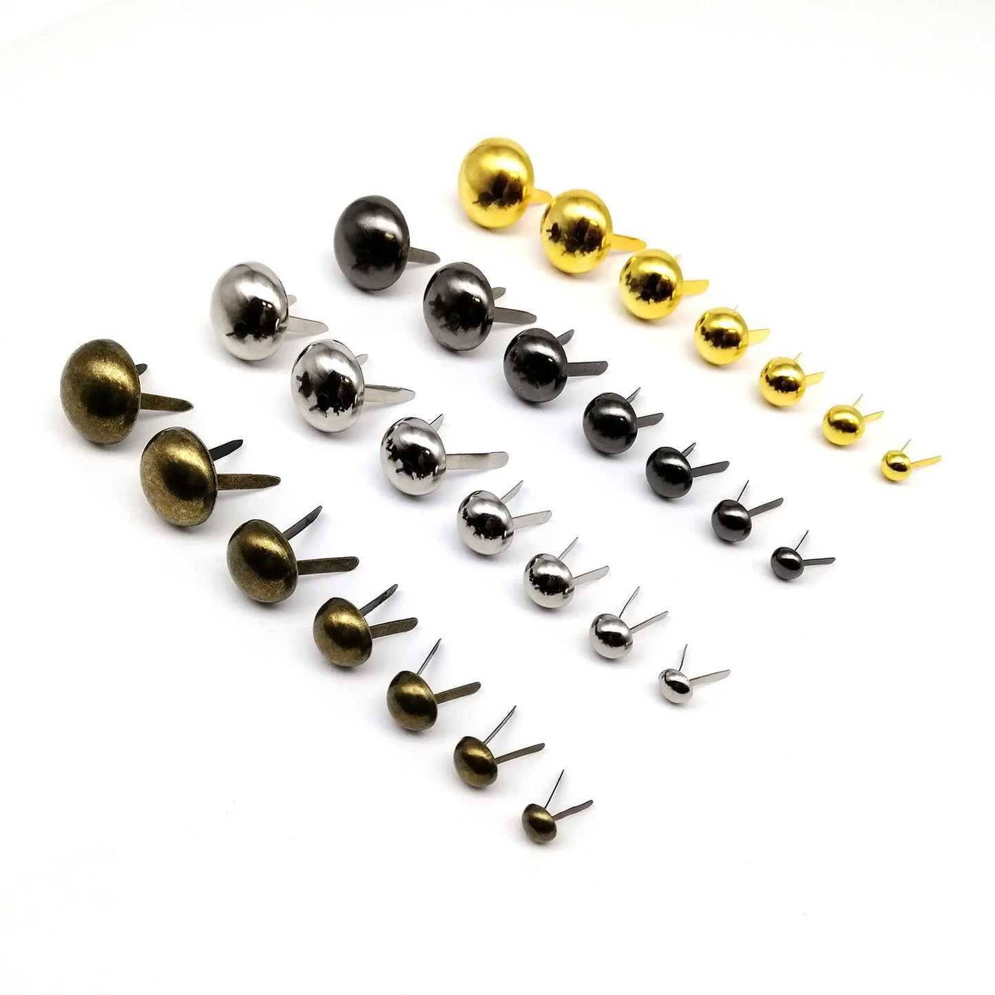 50pcs 6mm to 20mm Two-legged Feet Pierced Rivet Stud Spike Spot Nail for Leather Craft Bag Handbag Bottom Protect DIY Hand Work