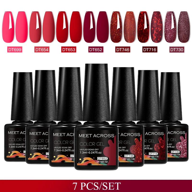 7pcs Gel Nail Polish Set For All Season 7.3ml Semi Permanent UV Gel Varnish Long Lasting Manicure Kit Soak Off Nail Supplies DIY