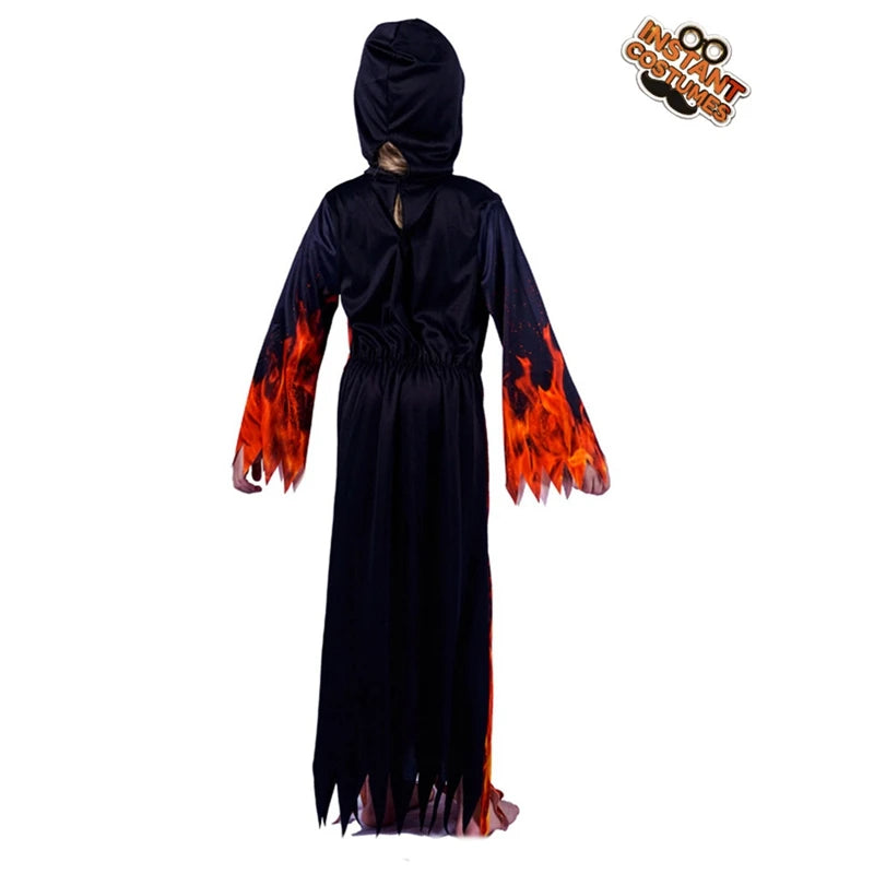 Halloween Fire Flame Devil Costume Kids for Boys Clothing Cosplay Fancy Dress Up Demon Robe Purim Children Suit