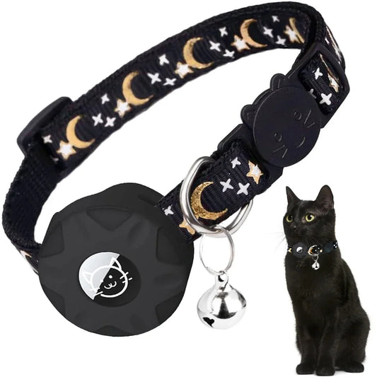 For Apple Tag Cat Collar, Reflective Kitten Collar with Airtag Holder and Bell for Girl Boy Cats Dogs ,Safe Breakaway Necklace