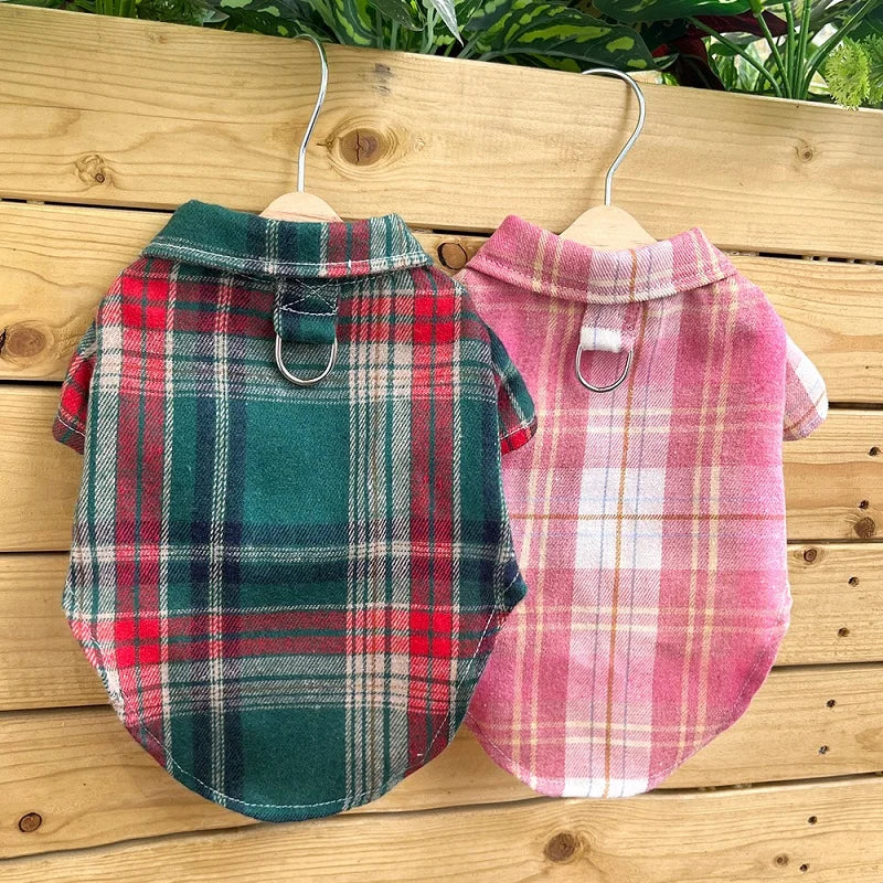 Pet Shirt for Small Large Dogs Classical Plaid Dog Clothes Breathable Puppy Coat Autumn Cat Shirt Fashion Pet Costumes Dog Vest