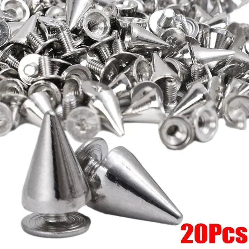 10-100Pcs Round Cone Spikes Metal Tree Spike Screwback Studs DIY Handcraft Cool Punk Garment Rivets Decoration for Clothes Shoes
