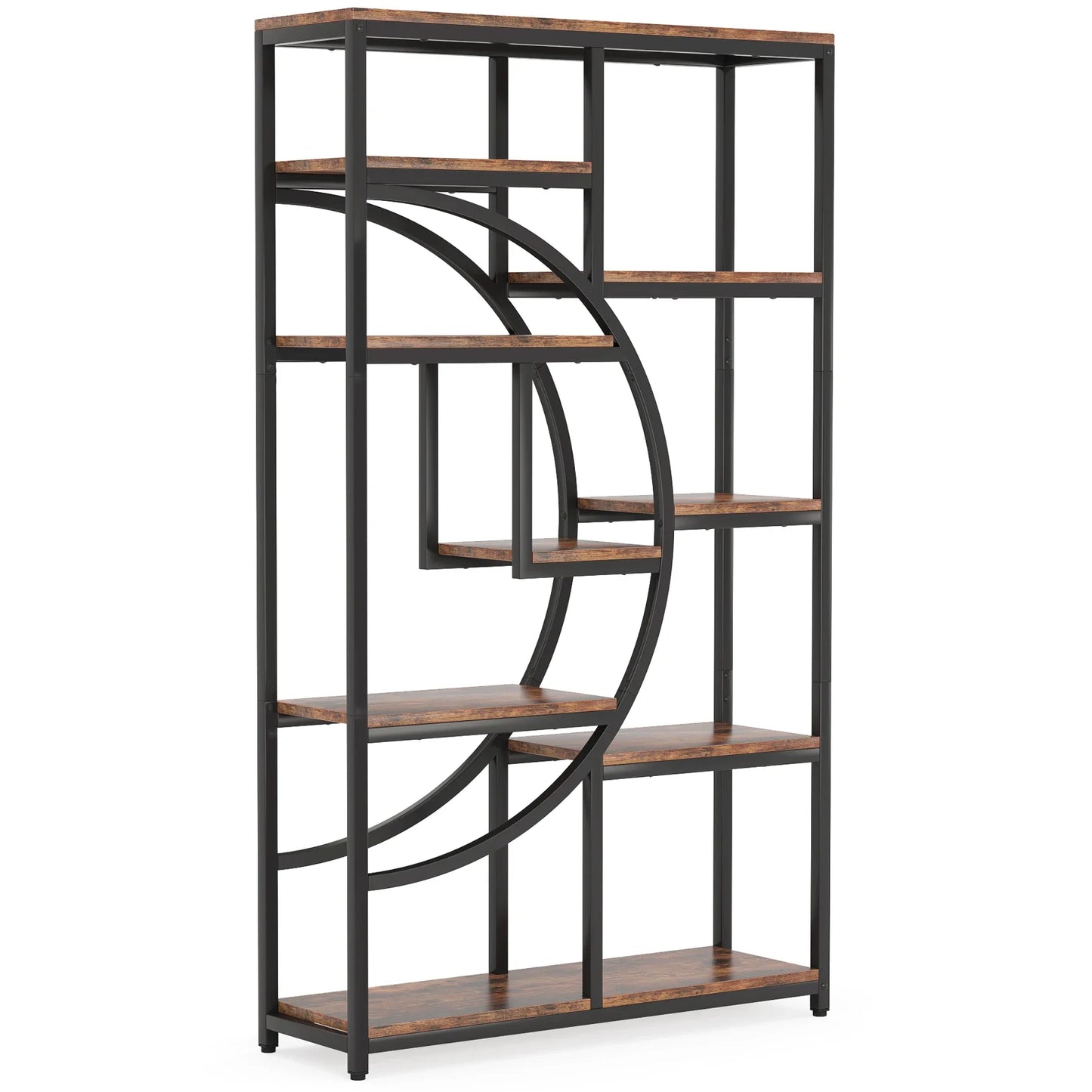 Tribesigns Bookshelf Industrial 5 Tier Etagere Bookcase, Freestanding Tall Bookshelves Display Shelf Storage Organizer