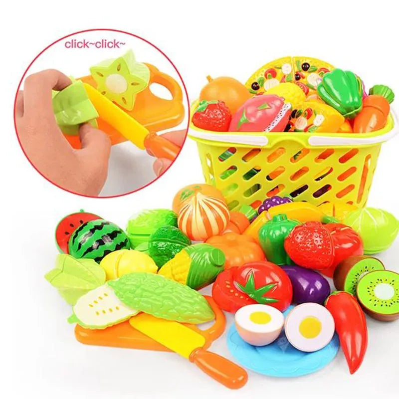 Children Pretend Play Food Toys for Kids Kitchen Set Playset Cut Food Fruits Vegetables Toys Christmas Birthday Gift for Toddler