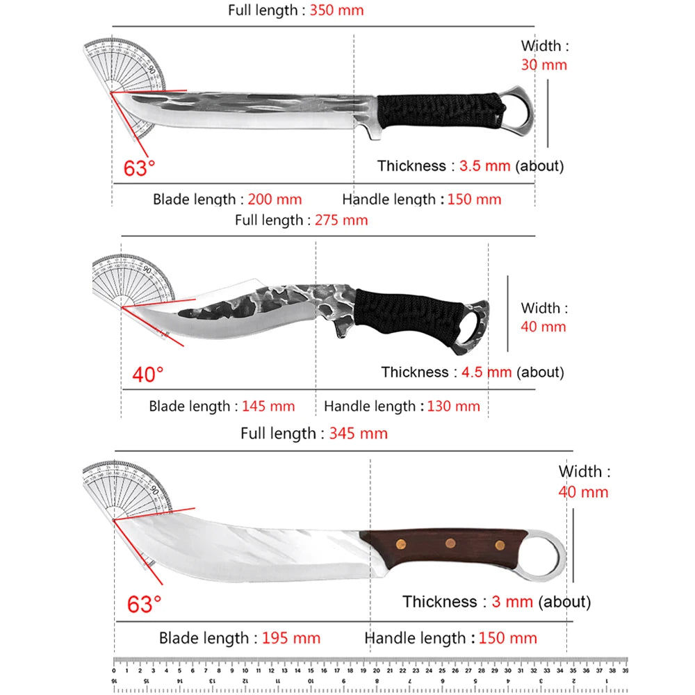 Survival Knife Outdoor Camping Hunting Knife Cleaver Meat Chicken Kitchen Knives Straight Butcher Boning Knife Chef Cooking Tool