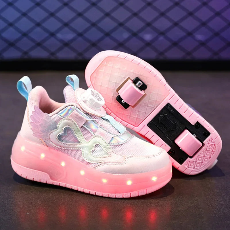 High Aesthetic Value Children's Roller Skates Princess Wheel Sports Shoes Summer Rubber Outsole Casual Shoes For Kids