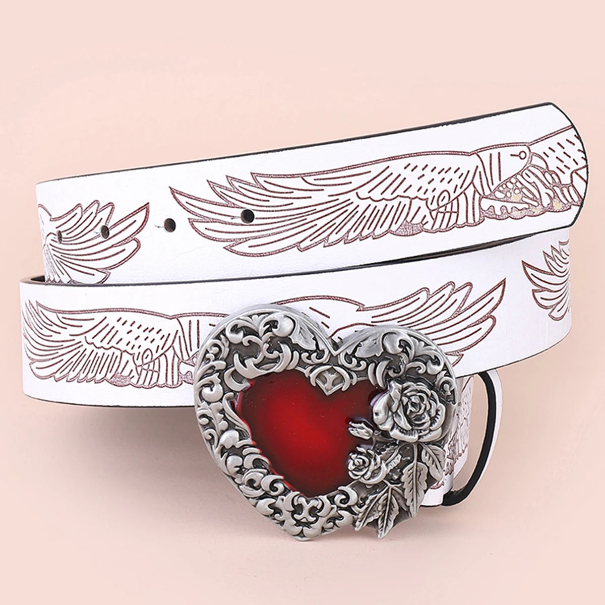 Cool Fashion Leather Belt Red Heart Arrow Love Hurts Design Punk Rock Waistband Women Men Decorative belts Jeans Hip Hop Girdle