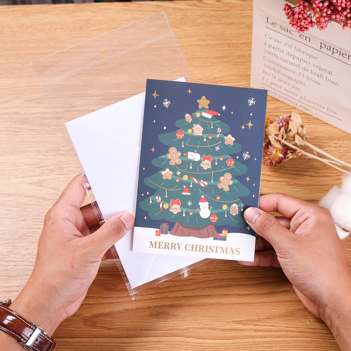 6 Pcs Christmas Greeting Cards with Envelopes Different Designs Gilding Printing