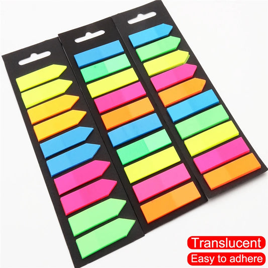 200 Sheets Color Sticky Notes Memo Pad Notes Index Transparent Post Stickers Bookmarks Notepad School Office Stationery Supplies