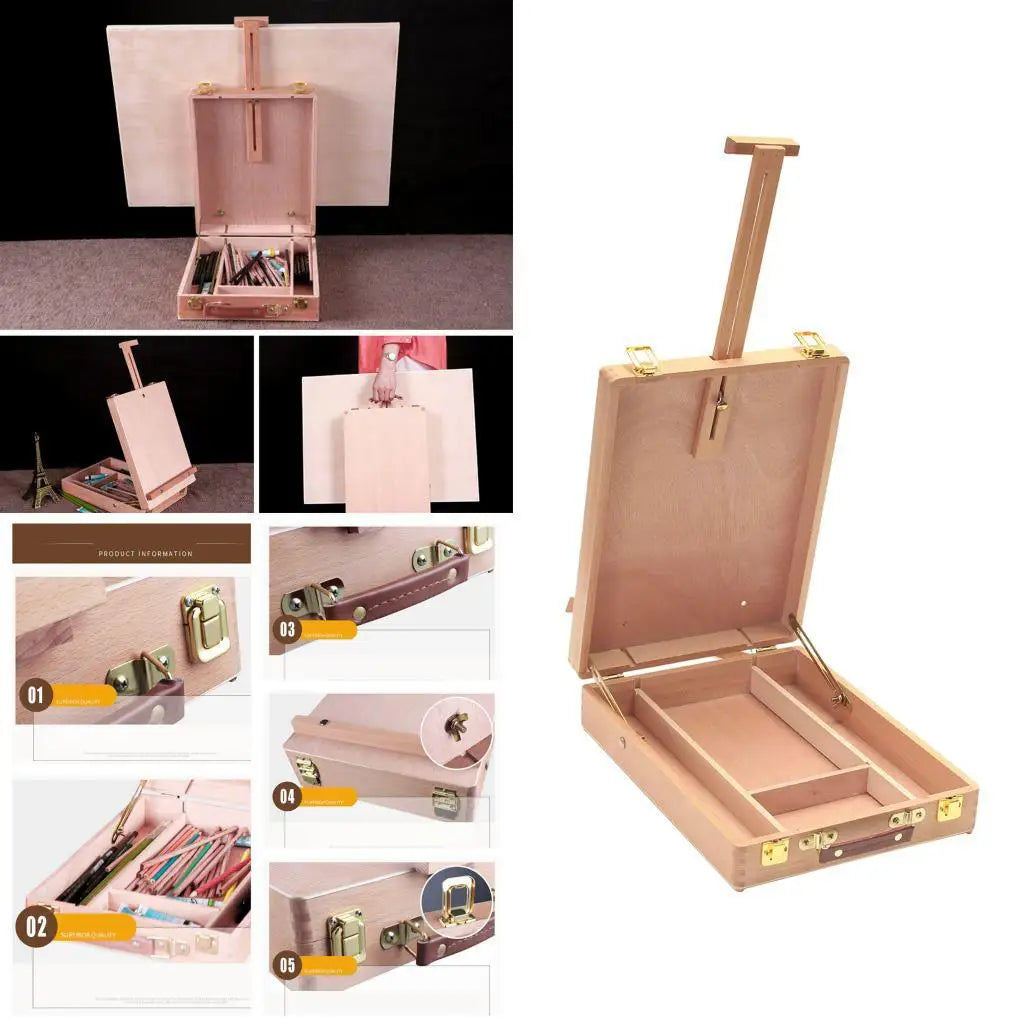 Wooden Art Easel Box Case for Painting with Storage Beechwood Sketch Easel Easel for Adult Beginner Professionals Painters