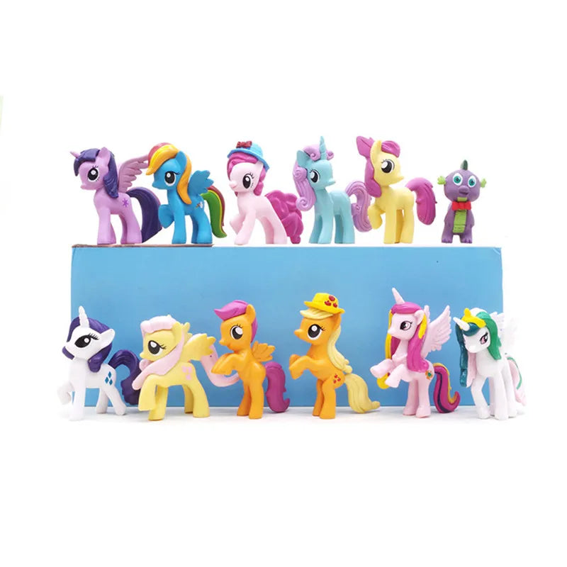 12 Pcs/Set My Little Pony Toys 4-7Cm Cute PVC Rainbow Horse  Action Figures Dolls For Girl Birthday Gift