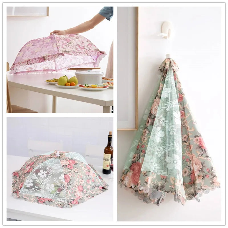 1PC Portable Umbrella Style Food Cover Anti Mosquito Meal Cover Lace Table Home Using Food Cover Kitchen Gadgets Cooking Tools