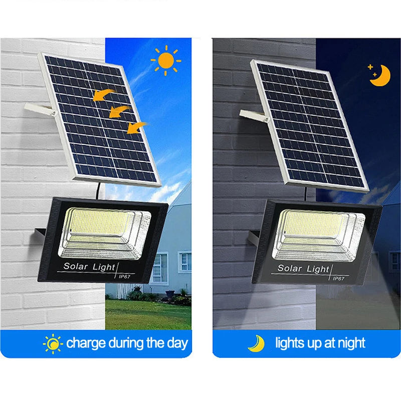 50-500W Solar Flood Lights Remote Control Solar Powered Spotlight Outdoor Waterproof IP67 Villa Street Lighting Adjustable Angle