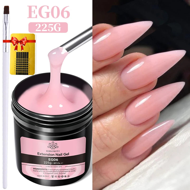 BORN PRETTY Clear 225g Jelly Extension Nail Gel Polish Milky White Camouflage Hard Gel Acrylic Nail Art Vernis Semi Permanent