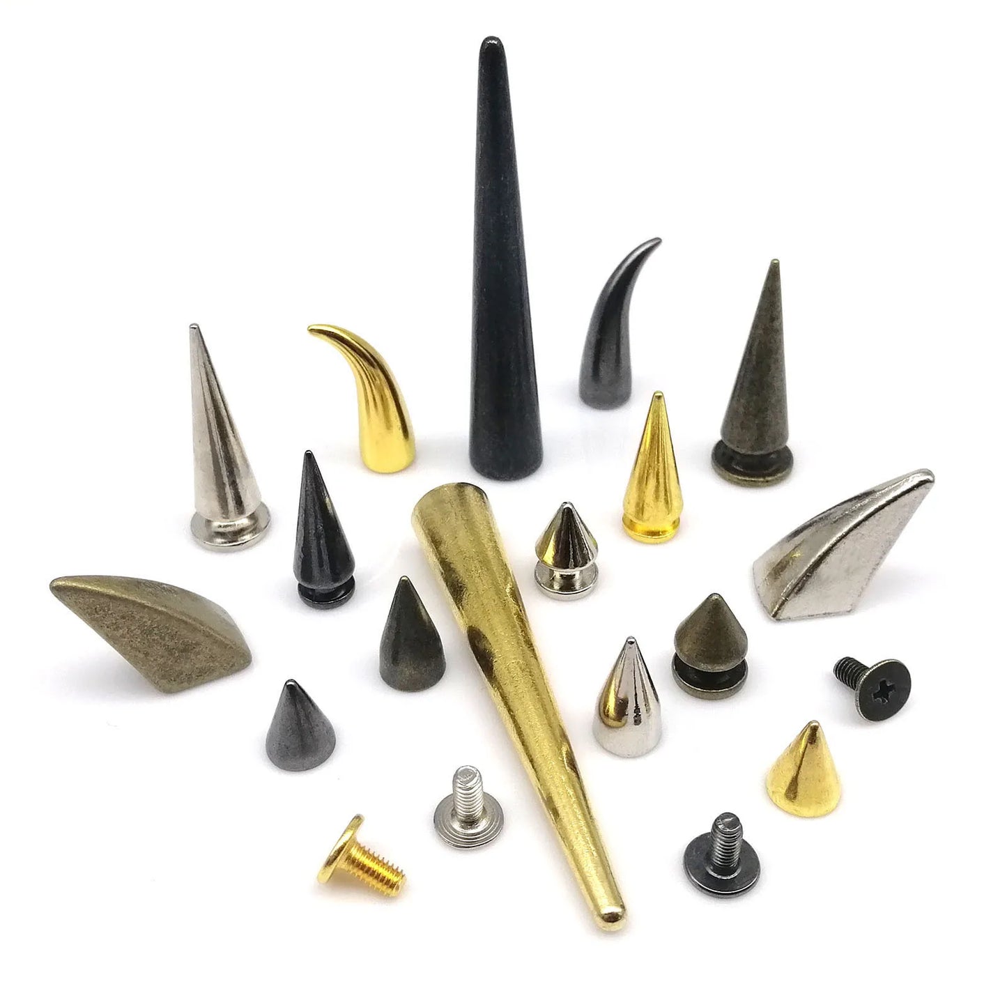 10 Sets Metal Decor Punk Bullet Warhead Spike Cone Screw Back Rivet Stud Spot Nail Leather Collar Bag Belt Jacket Shoes Repair