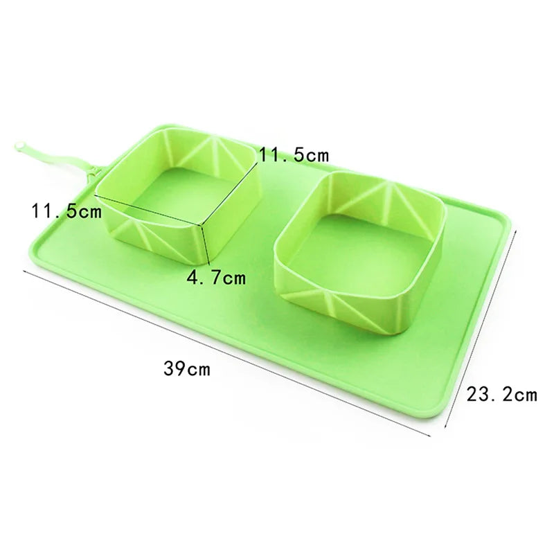 Portable Pet Bowl Collapsible Silicone Dog Bowl & Cat Travel Bowl Water & Food Bowl Foldable Double Traveling Dog Water Bowls