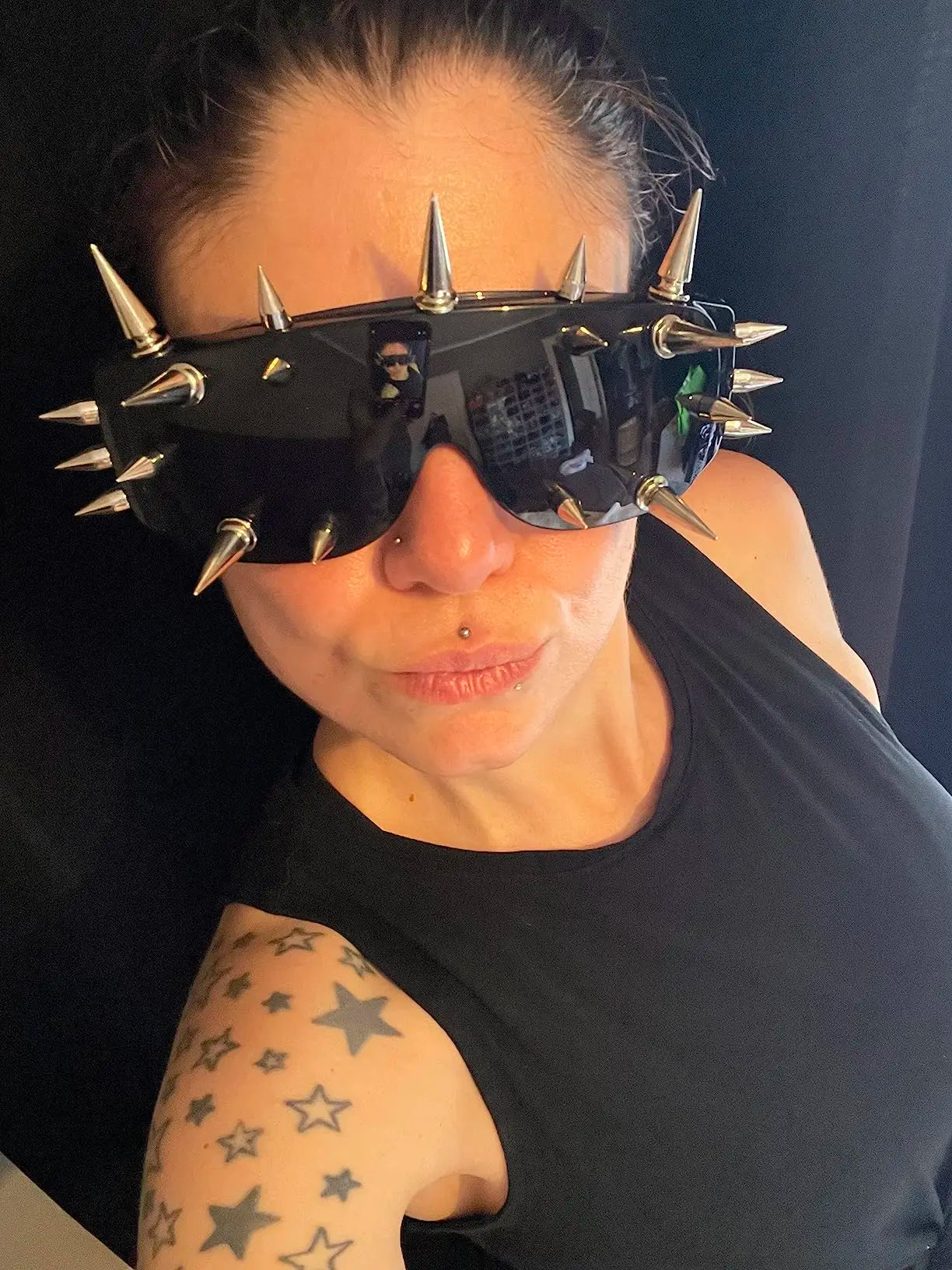 Novelty Punk Glasses Cyberpunk Rock Large Shield Spike Fashion Weird Club Sunglasses Funny Party Glasses