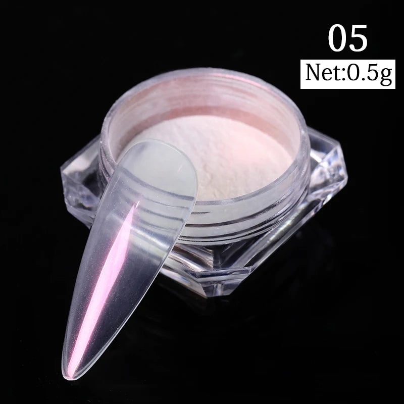 NICOLE DIARY Nail Powder Pigment Pearl White Rubbing on Nail Art Glitter Dust Chrome Aurora Manicure  Decoration DIY