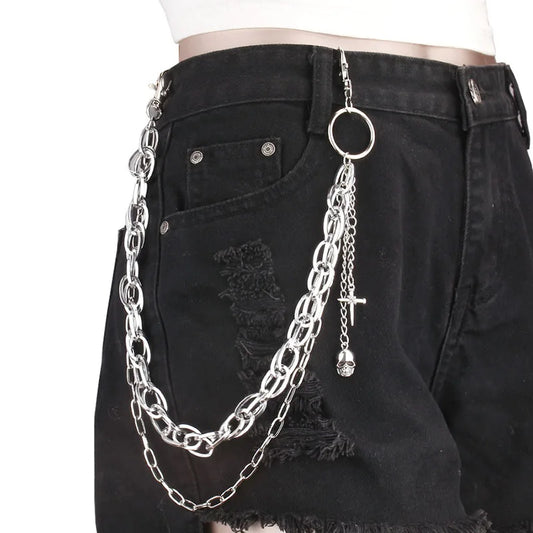Hip Hop Skull Pants Waist Chain Men Women Cool Jeans Chain Keychain Wallet Chain Gothic Biker Fashion Accessories