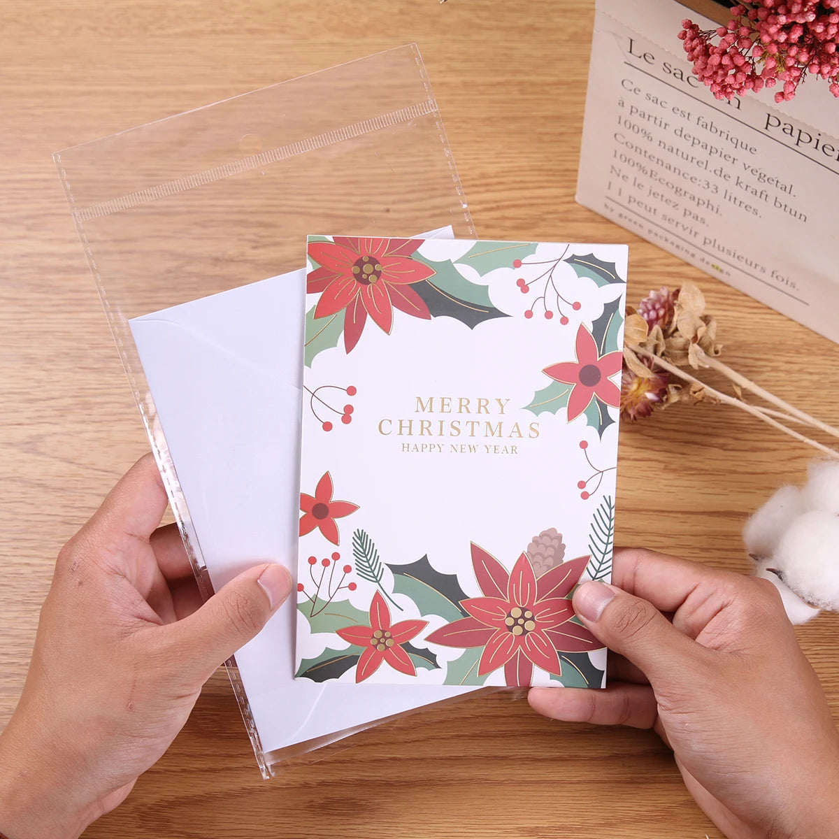 6 Pcs Christmas Greeting Cards with Envelopes Different Designs Gilding Printing