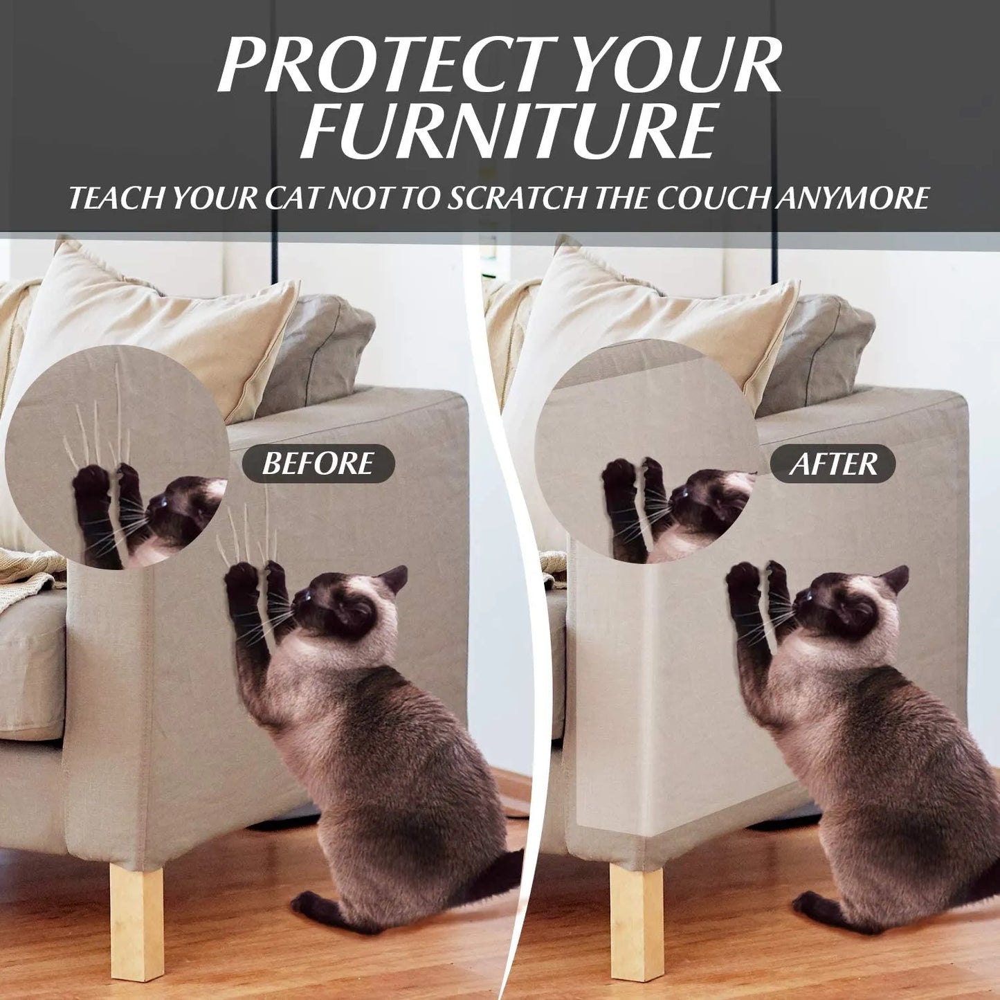 Cat Scratch Furniture Protector Couch Guard Protector Cat Scratch Repellent Pad for Furniture Anti-Scratch Training Tape for Cat