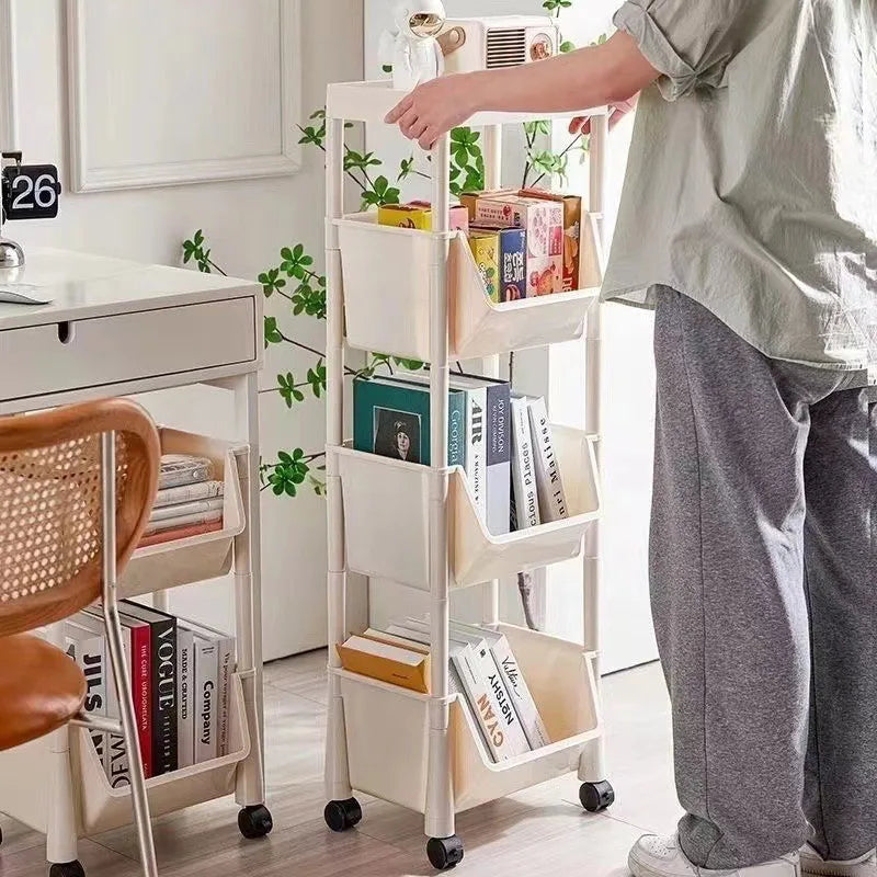 Kitchen Corner Storage Rack Narrow Slit Storage Cabinet Bathroom Living Room Home Organizer Mobile Bookshelf Floor Storage Rack