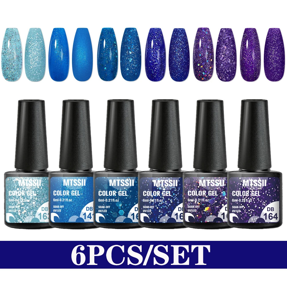 6PCS/SET Color Nail Gel Polish Set Kits  Base Top Coat  Varnish Soak Off UV Gel LED Semi Permanent All For Manicure Nail Art