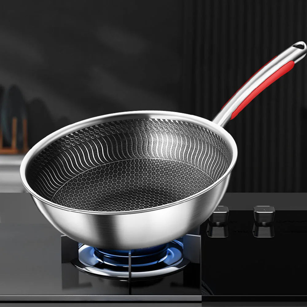 316 Stainless Steel Kitchen Quality Frying Pan Nonstick Pan Cooking Fried Steak Pot Electromagnetic Furnace General