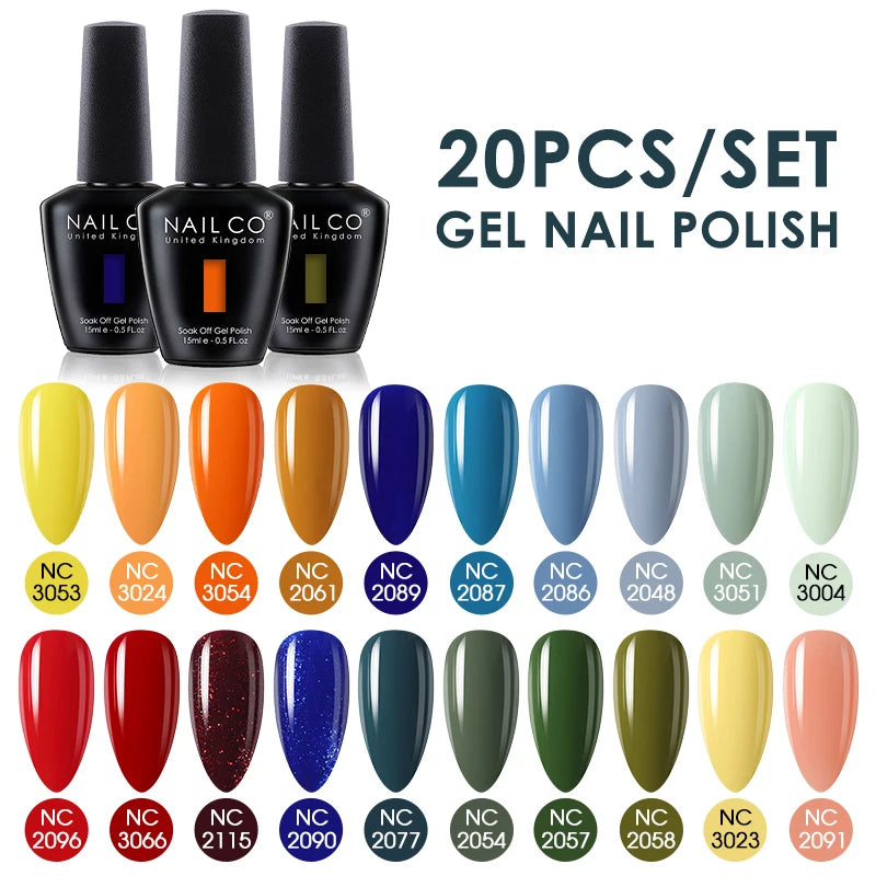 NAILCO 15ml 10/20pcs Gel Nail Polish Set Spring Summer Color UV Gel Nail Art All For Manicure  Gel Paint For DIY Professionals