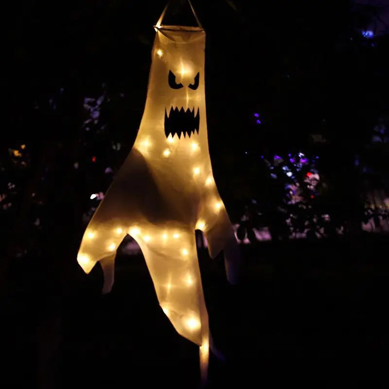 Large LED Halloween Outdoor Light Hanging Ghost Halloween Party Dress Up Glowing Spooky Lamp Horror Props Home Bar Decoration