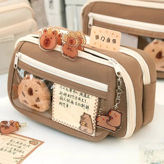 Cute Fabric Pencil Case Kawaii Large Capacity Animal Zipper Kids Bag Children'S Boys' Pen Pouch Girl School Case Supplies