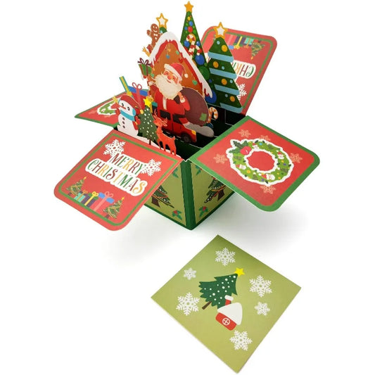 3D Pop Up Christmas Cards, Xmas Gift Greeting Cards for Your Friends, Children and Family, Included Blank Notecard & Envelope