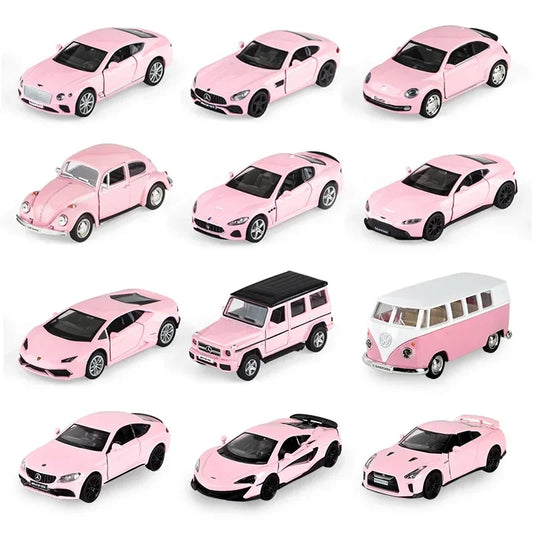 1:36 Pink Benz Diecast Alloy Model Car Children Lighting and Music Simulation Car Collection Model Presents A Girl Toy Gift F415