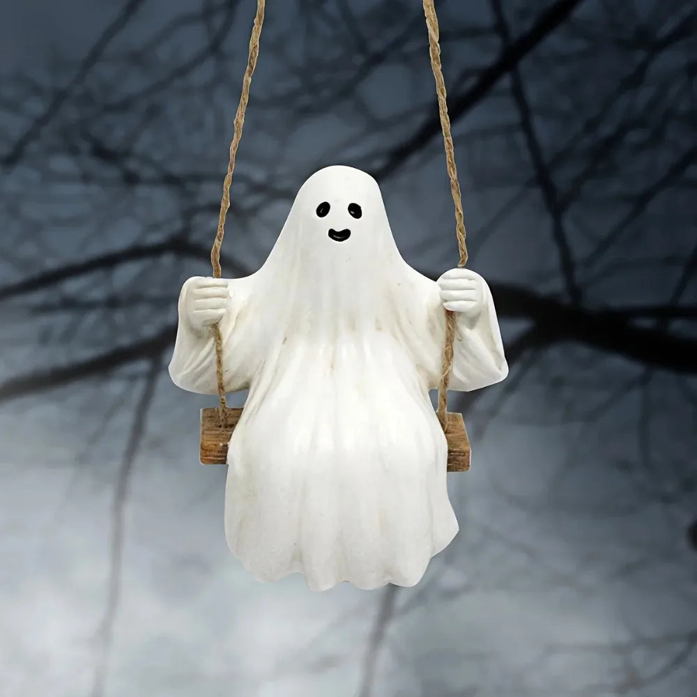 Halloween Swing Ghost Pendant Suitable for Halloween Gardens and Home Outdoor Trees Weird Hanging Decoration