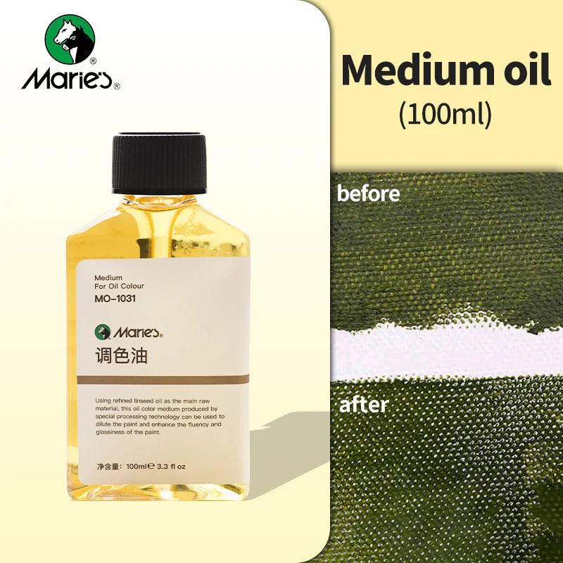 Marie's Oil Painting Turpentine Art Painting Odorless Color Mixing Oil Thinner Painting Medium Blending Liquid Glossy Oil 100ml