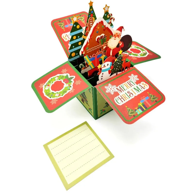 3D Pop Up Christmas Cards, Xmas Gift Greeting Cards for Your Friends, Children and Family, Included Blank Notecard & Envelope
