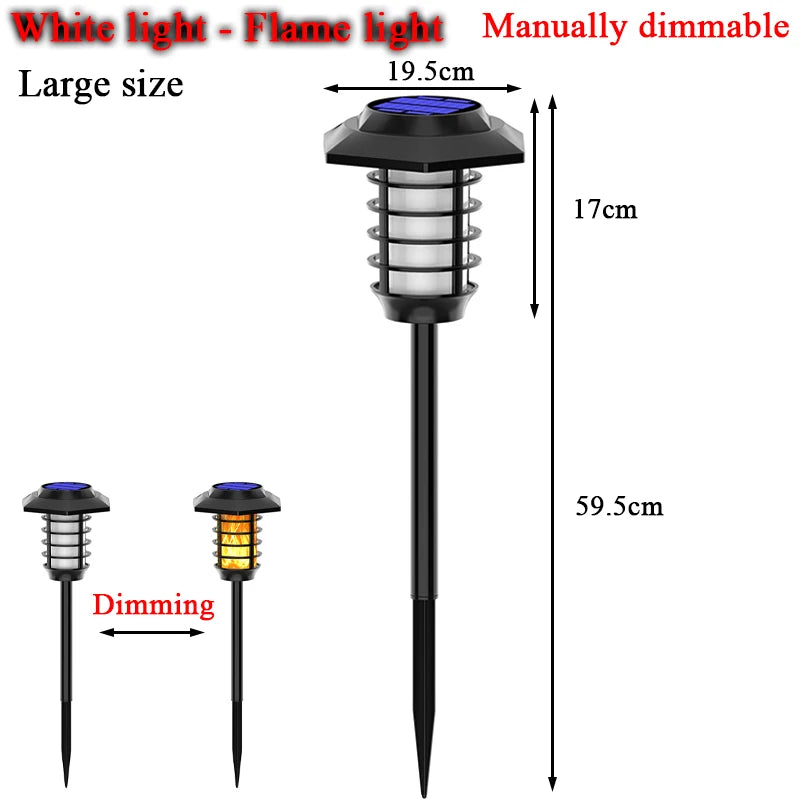 1-2PCS New Solar Flame Lamp Outdoor Garden Lamp Lawn Lamp Double Light Source LED Waterproof Landscape Decorate Ground Lamp Hot