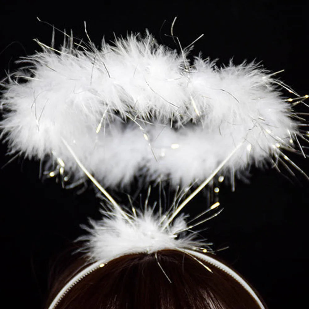 Angel Halo Headband Black White Pink Feather Angel Headband Christmas Festival Party Favor Angel Outfit Cosplay Accessories