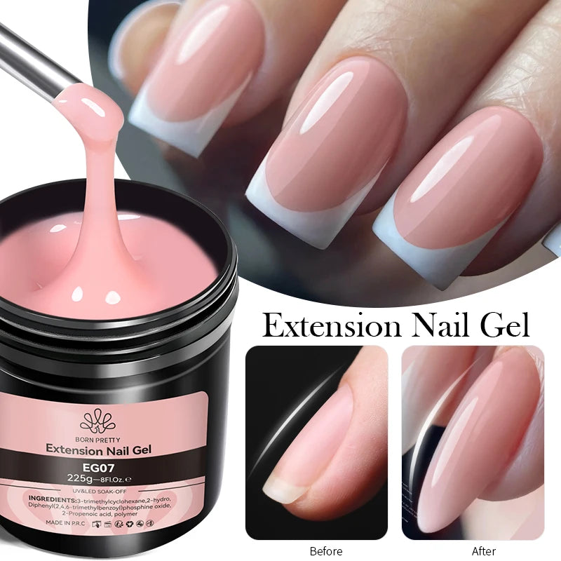 BORN PRETTY Clear 225g Jelly Extension Nail Gel Polish Milky White Camouflage Hard Gel Acrylic Nail Art Vernis Semi Permanent